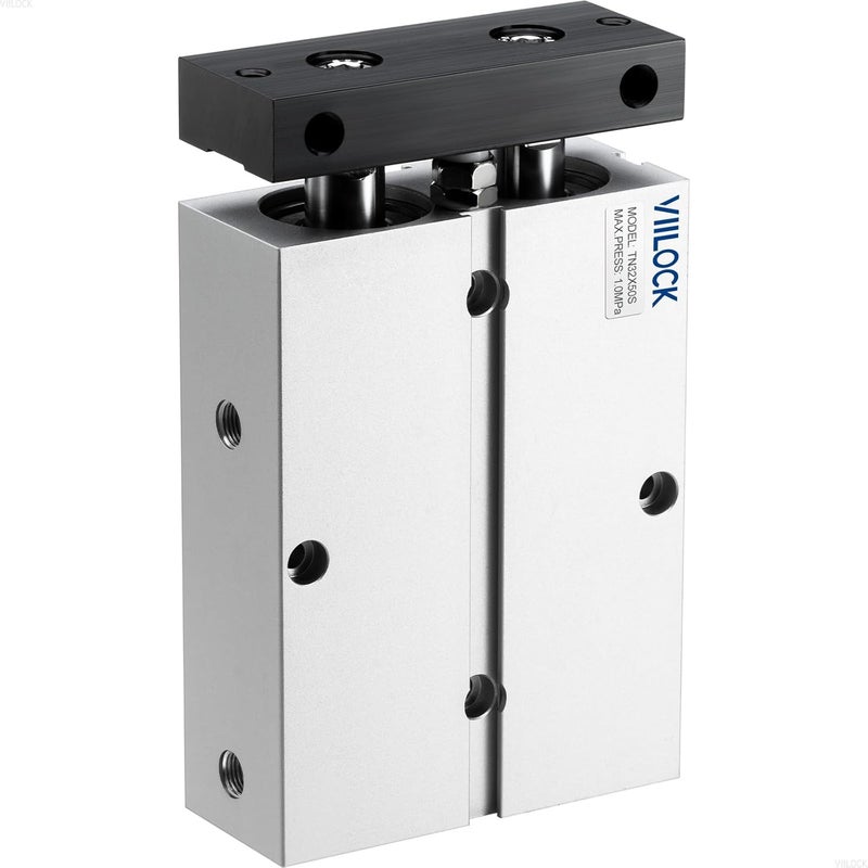 VIILOCK Pneumatic Air Cylinder 32mm Bore 50mm Stroke, Small Air Cylinder Double Rod Double Action TN32x50 - Image 1